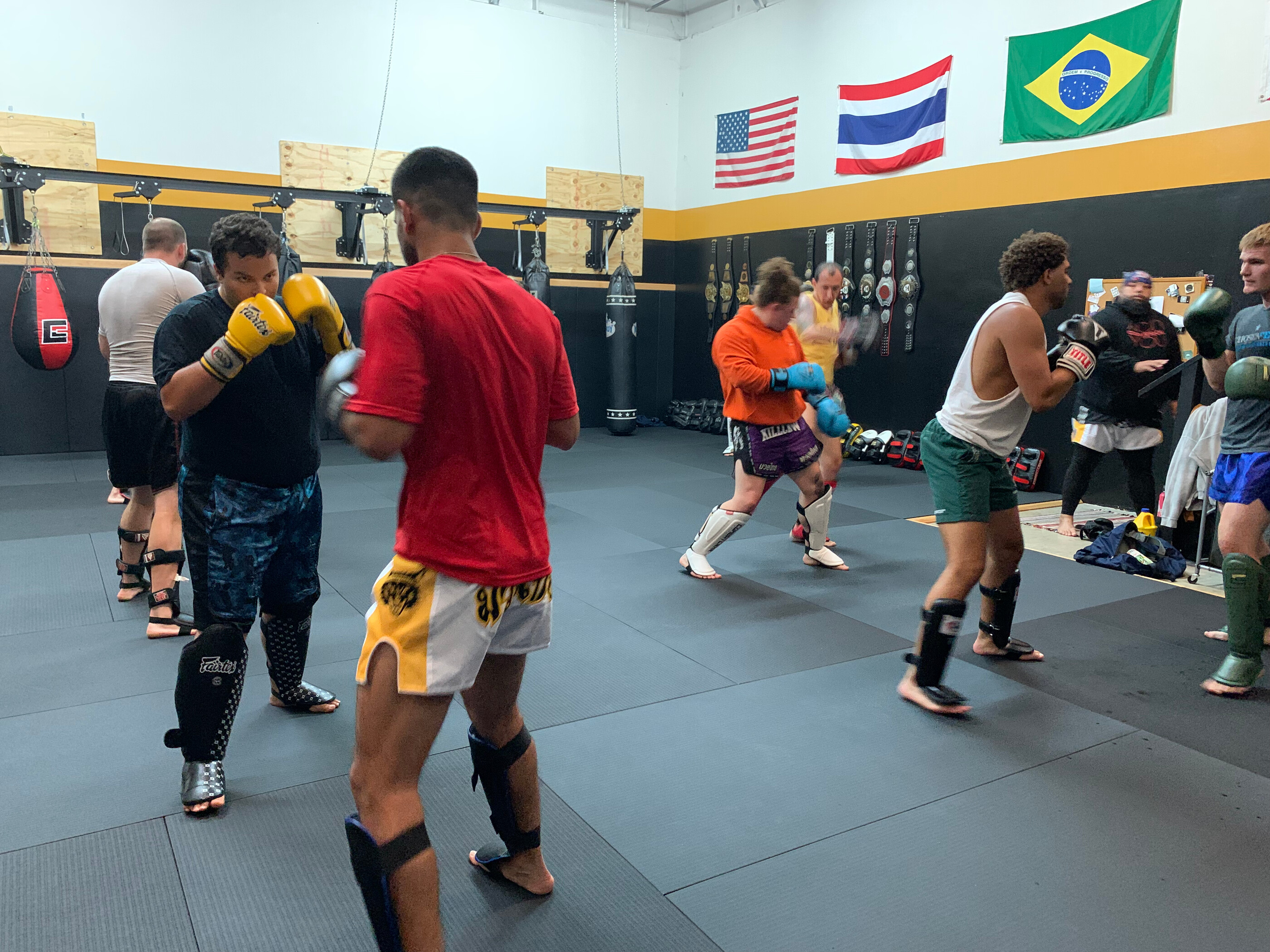 Phase I Muay Thai students drilling technique